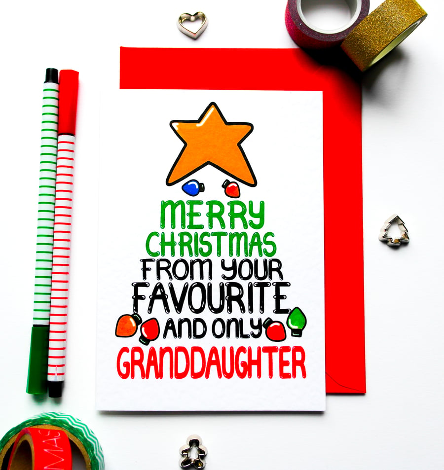 Christmas Card From Your Favourite Granddaughter Christmas Card Grandparents
