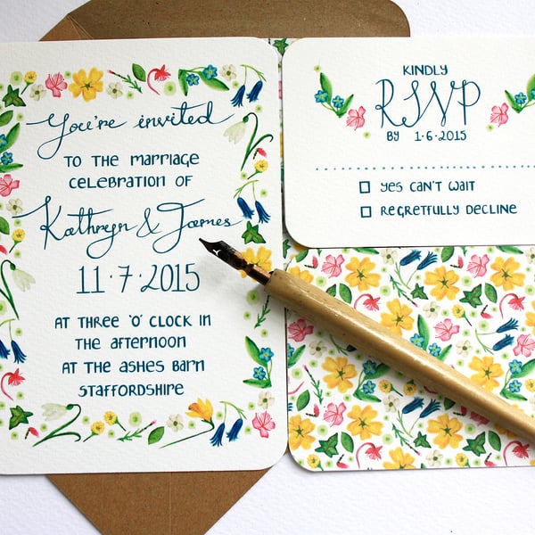 Wildflower Wedding invitation set