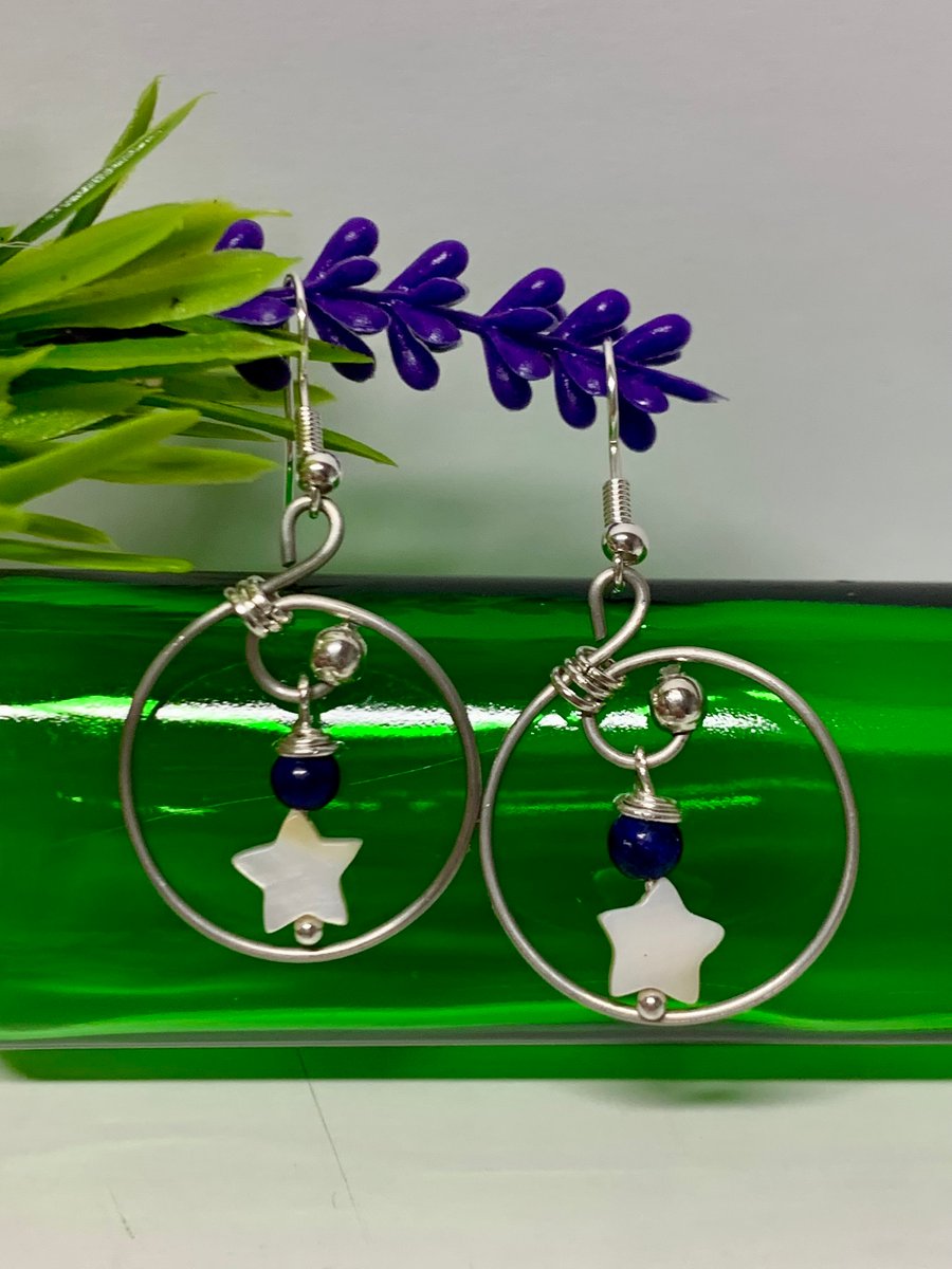 Mother of Pearl and Lapis Lazuli Earrings