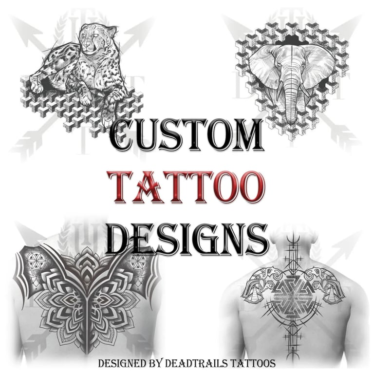 Custom Tattoo Design, Digital Tattoo Artwork,  Bespoke Illustration