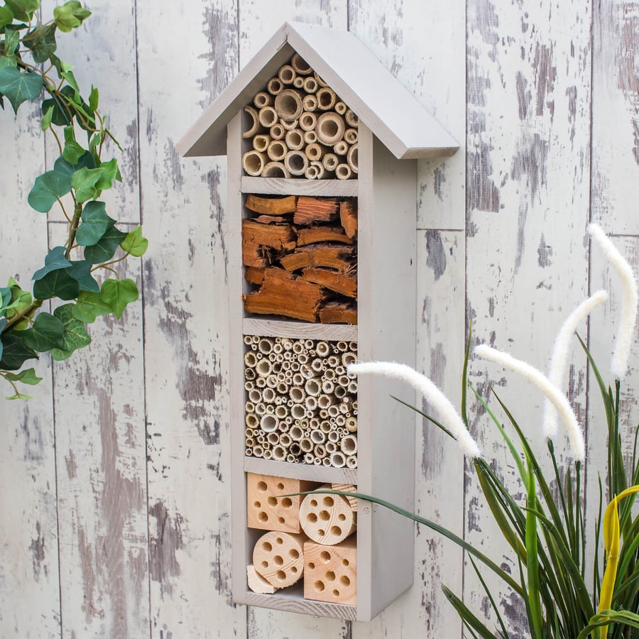 Bee House, Insect Hotel, Bee Hotel, in Muted Clay