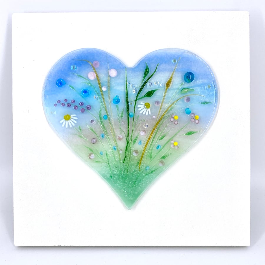 Glass Flower Meadow Heart Picture 