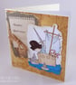 Handmade child's birthday card - pirate ship - Image 4