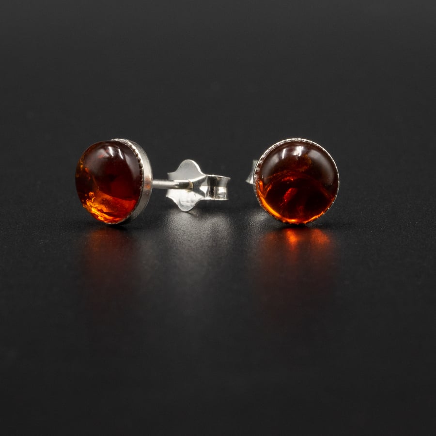 Baltic amber and sterling silver stud earrings, Leo gift