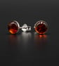 Baltic amber and sterling silver stud earrings, Leo gift - Image 1