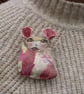 Petal, original printed and embroidered textile brooch - Image 3