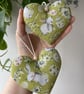 Set 2 Hanging Hearts Green Easter Decoration Bunny Egg Farmhouse Spring Decor - Image 3