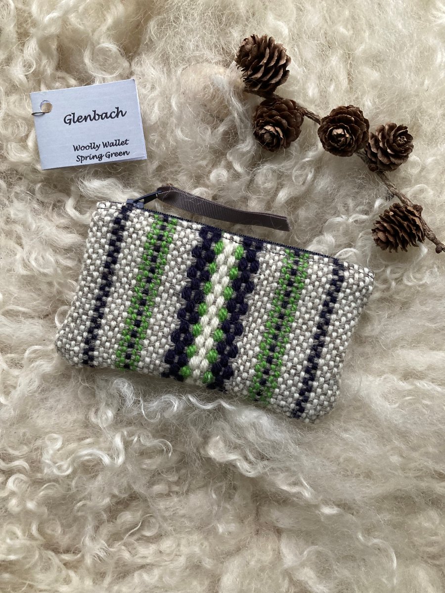 Woolly Wallet - Spring Green. Handwoven in Wales