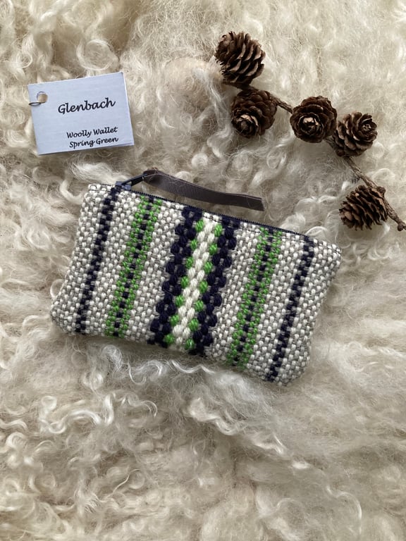 Woolly Wallet - Spring Green. Handwoven in Wales