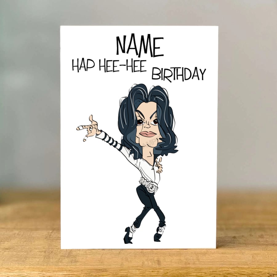 Personalised jackson Pop Star Birthday Card, work colleage, mum, dad, grandad, 