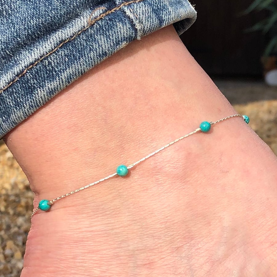 Turquoise & Sterling Silver Anklet