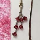 Red Bell Flowers and Coiled Beads Bookmark