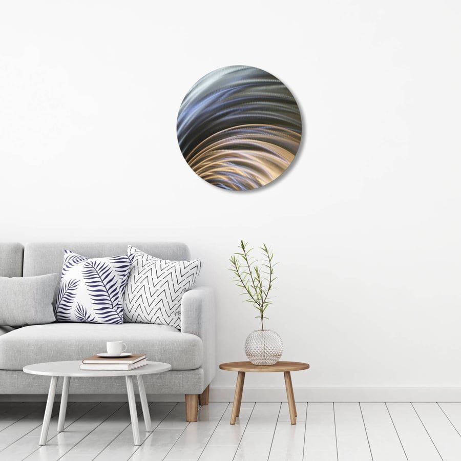 Silver Metal Wall Art, Abstract Wall Sculpture, Moon Scape