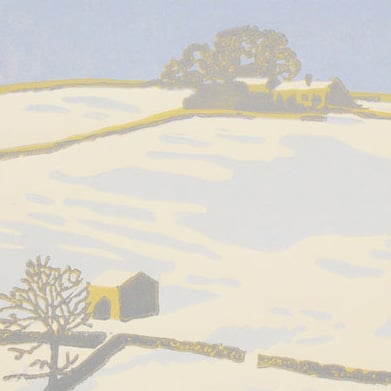 Snow Scene - Winter Dales - Original Limited Edition Linocut Reduction Print