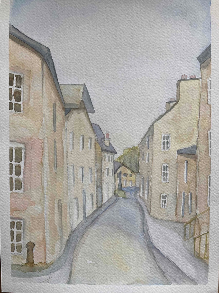 Watercolour art of Lancaster street, , landscape of England