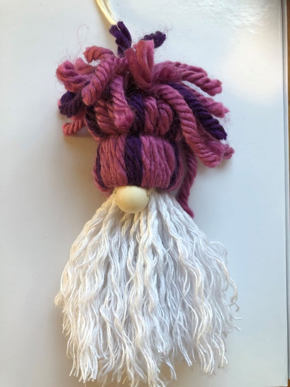 Padgett the Festive Gnome with pink and purple hat