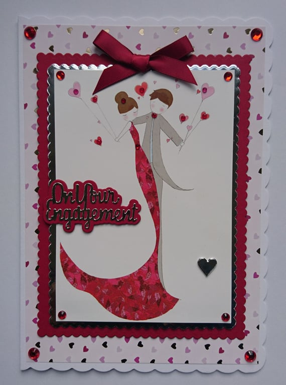 Engagement Card Chic Couple Love Heart Balloons On Your Engagement