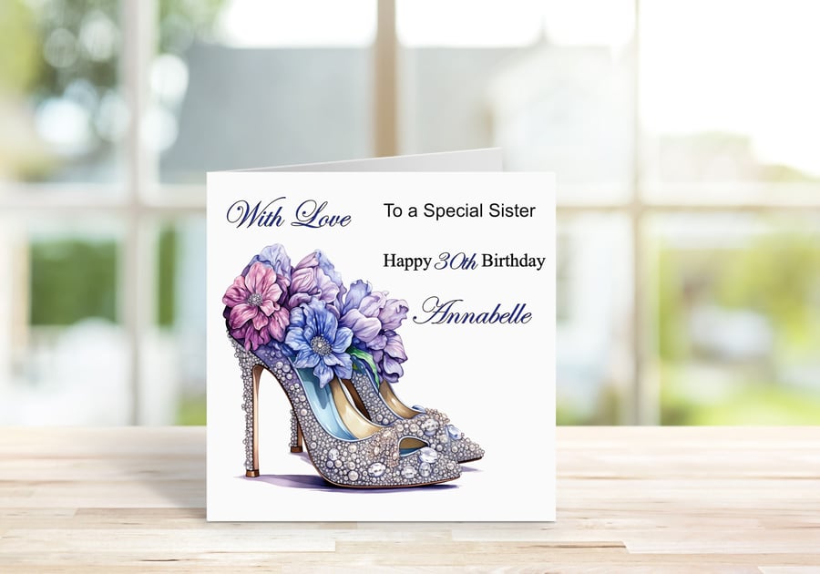 Personalised Elegant High Heels Printed Greeting Card. Design 4