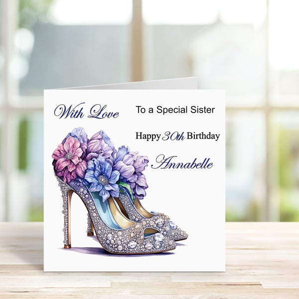 Personalised Elegant High Heels Printed Greeting Card. Design 4