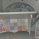 Wooden Wall Shelf Storage Made Using Cath Kidston Rare Vintage Patchwork Design 