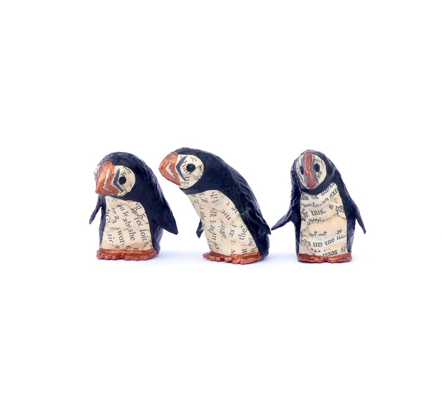 Little Copper Puffins - Set of 3 - MADE TO ORDER