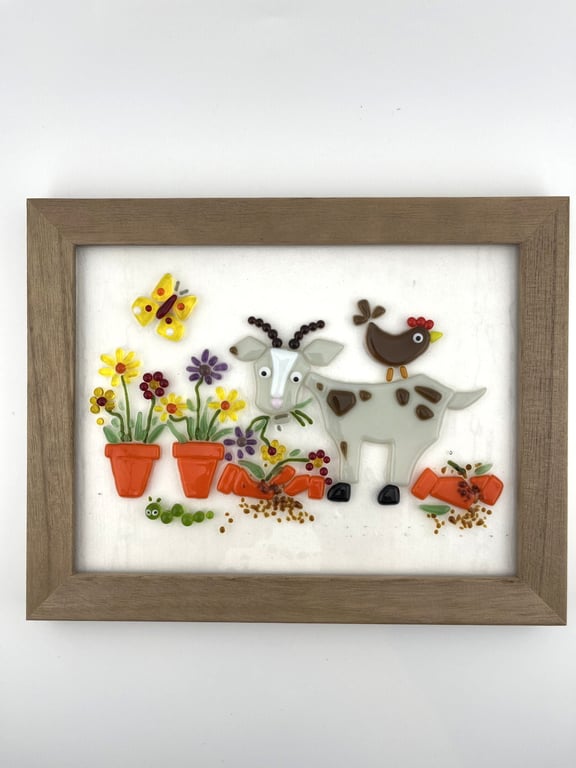 Fused glass goat picture