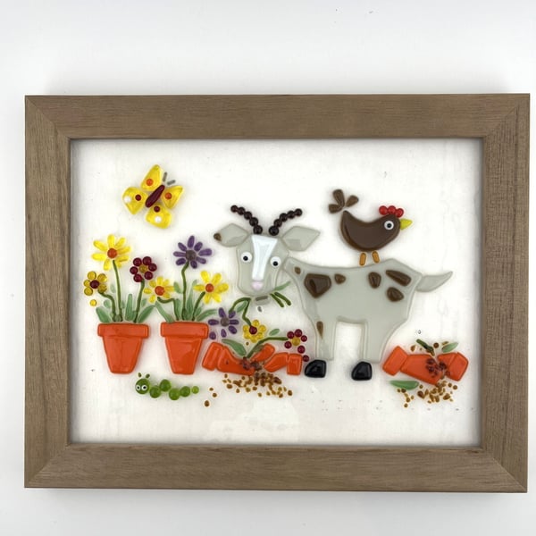 Fused glass goat picture