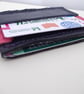 Leather Cardholder Handstitched Navy and Hot Pink three slot - Image 4