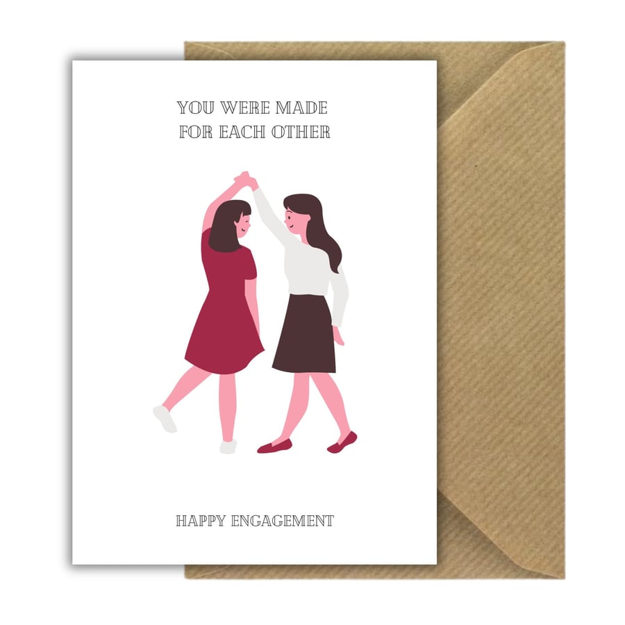 You Were Made For Each Other Lesbian Engagement Card