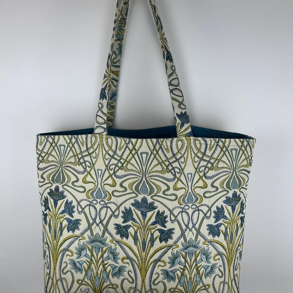 Art Nouveau Floral Jacquard Tote Bag, William Morris Style