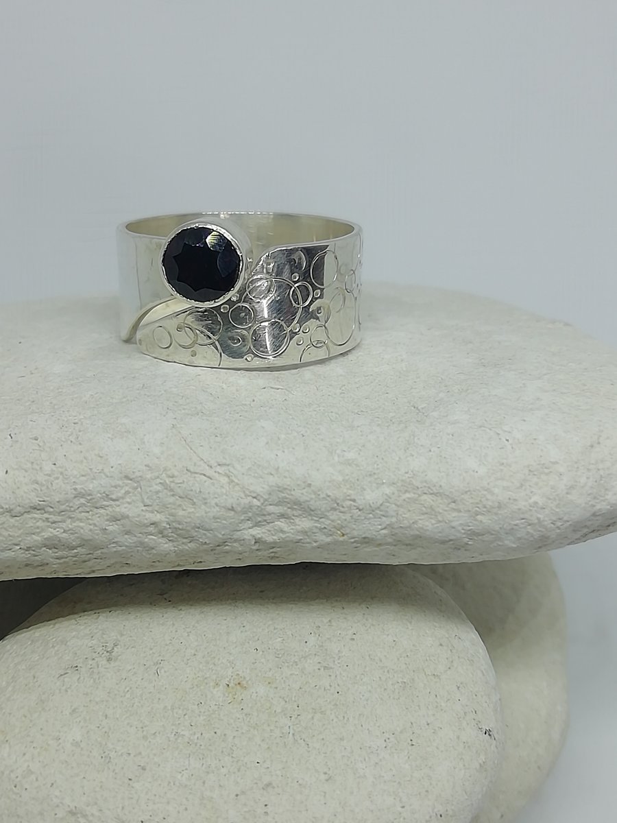 Adjustable Silver and Garnet Ring
