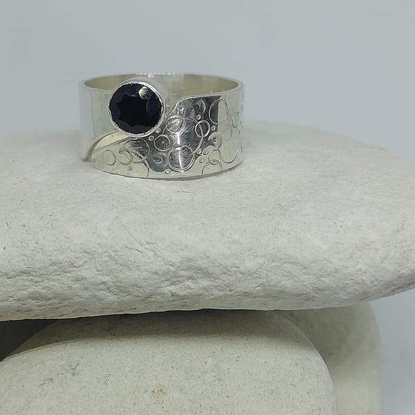 Adjustable Silver and Garnet Ring