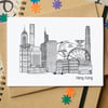 Hong Kong Skyline Greetings Card
