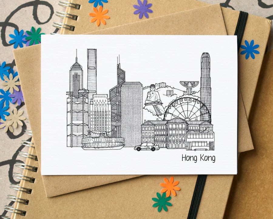 Hong Kong Skyline Greetings Card