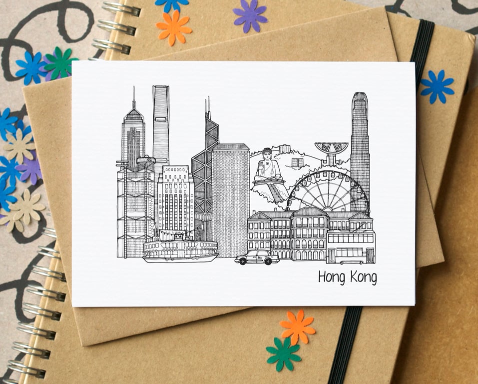 Hong Kong Skyline Greetings Card