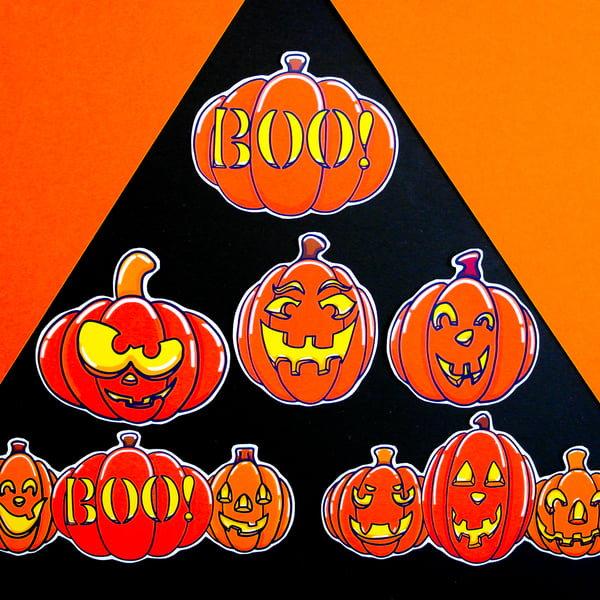 Pumpkin Sticker Pack, Set Of 6 Vinyl Autumn, Fall Stickers