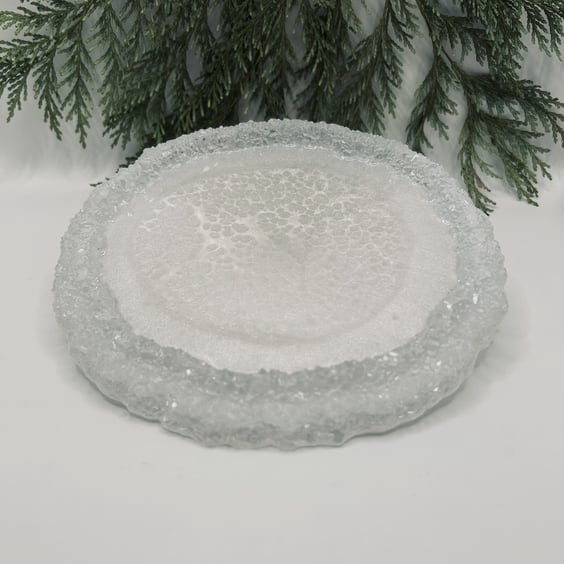 Moon Pearl Resin Tray: Drusy Edge Catchall, Trinket & Candle Holder