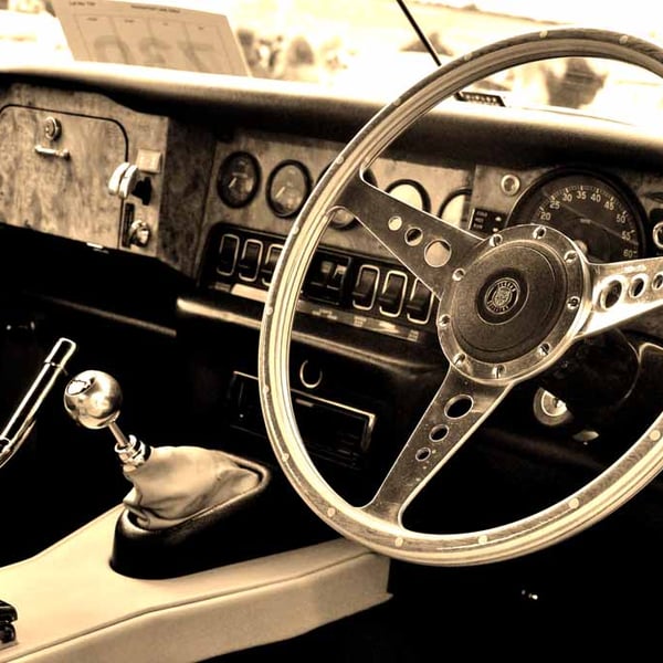 Classic Vintage Jaguar Car Interior Photograph Print