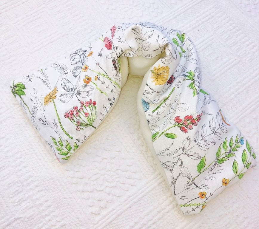 Wheat Bag Wild Flowers cotton linen fabric ivory fleece reverse 48cm