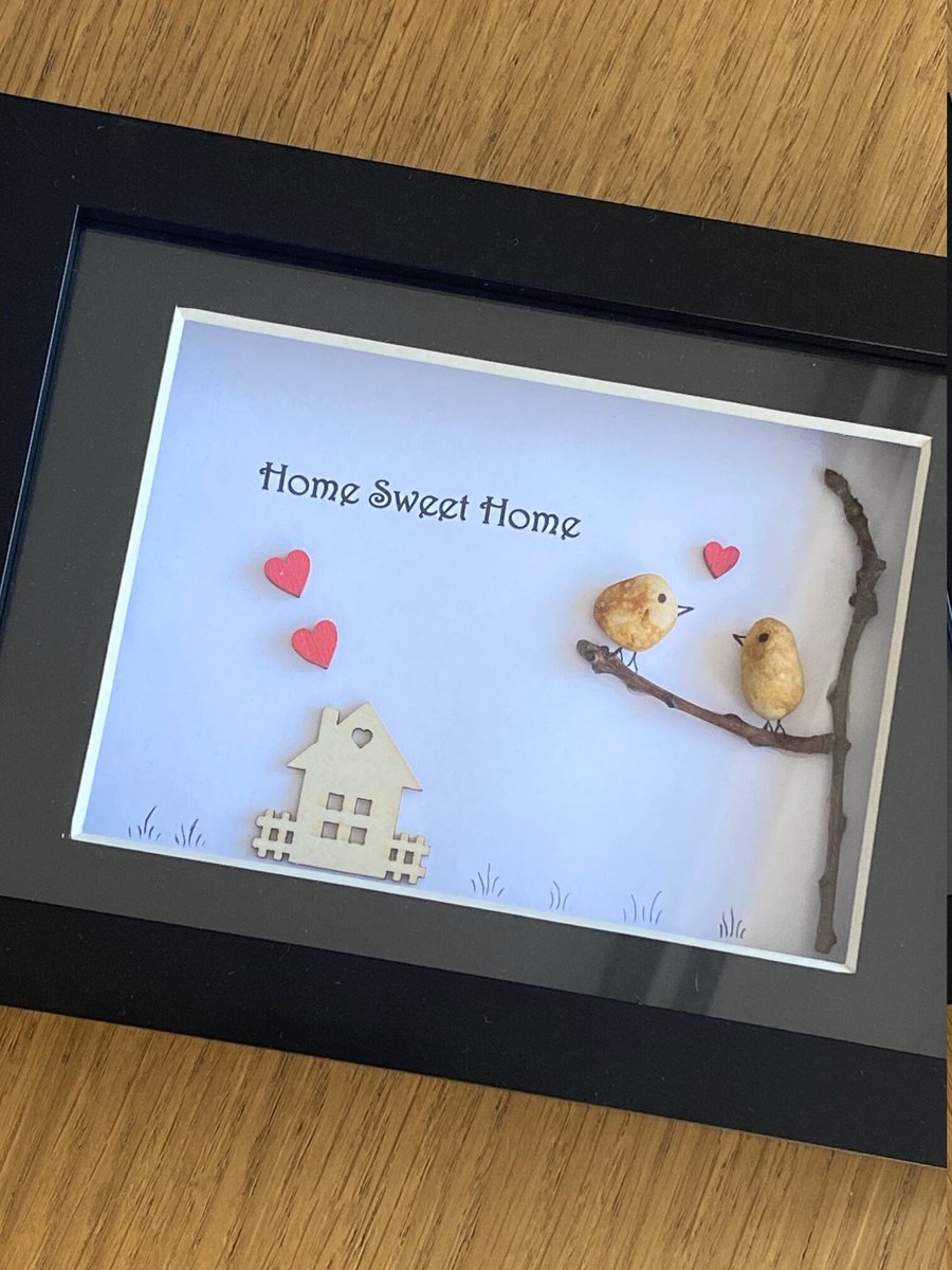 New Home Pebble Frame, Housewarming Gift, Welcome Home Gift, Handmade Pebble Fra