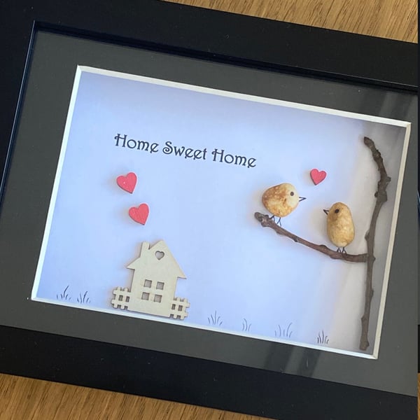 New Home Pebble Frame, Housewarming Gift, Welcome Home Gift, Handmade Pebble Fra