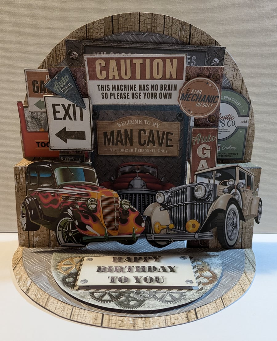 Handmade Pop up Birthday Card - Man Cave