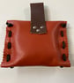 Small Pouch - Red Leather Medieval Style - Fleur de Lis Closure FREE SHIPPING - Image 2
