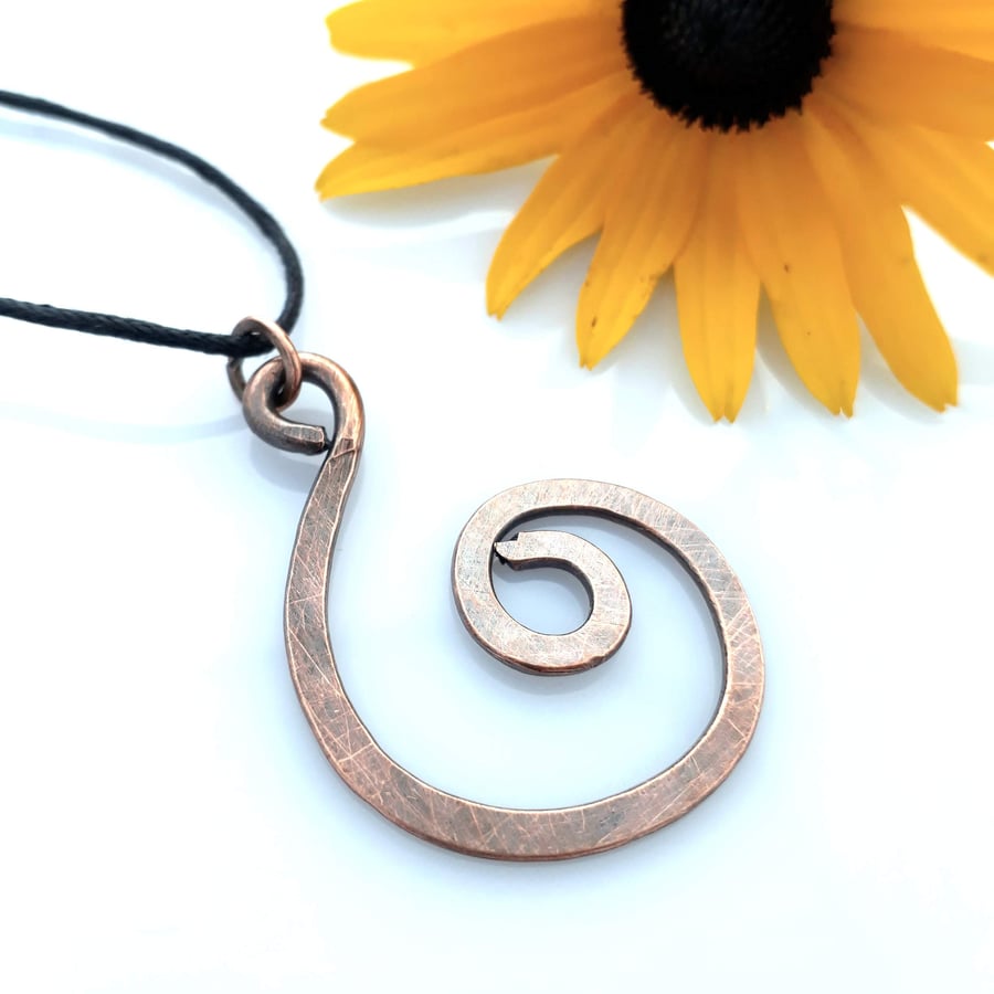 Spiral Copper Pendant, Jewellery for Men and Women