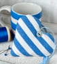 BLUE AND WHITE STRIPED HEART DECORATION - lavender or padded - midi size - Image 5
