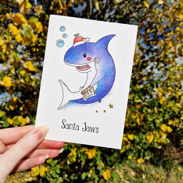 Funny Christmas Card, Santa Jaws! Shark Christmas Card