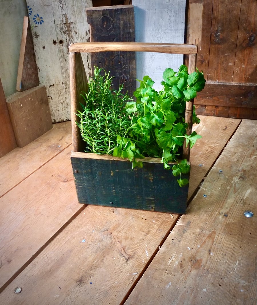 Reclaimed Wood Rustic Kitchen Caddy. 
