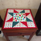 Star Christmas Table Topper, Quilted, Modern, Handmade, 19.5ins x 19.5ins