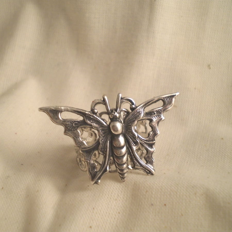 Butterfly In Flight  Art Deco Ring