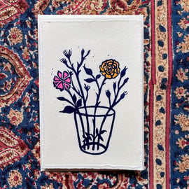 ‘Cut Flowers’ Original Lino Print Card